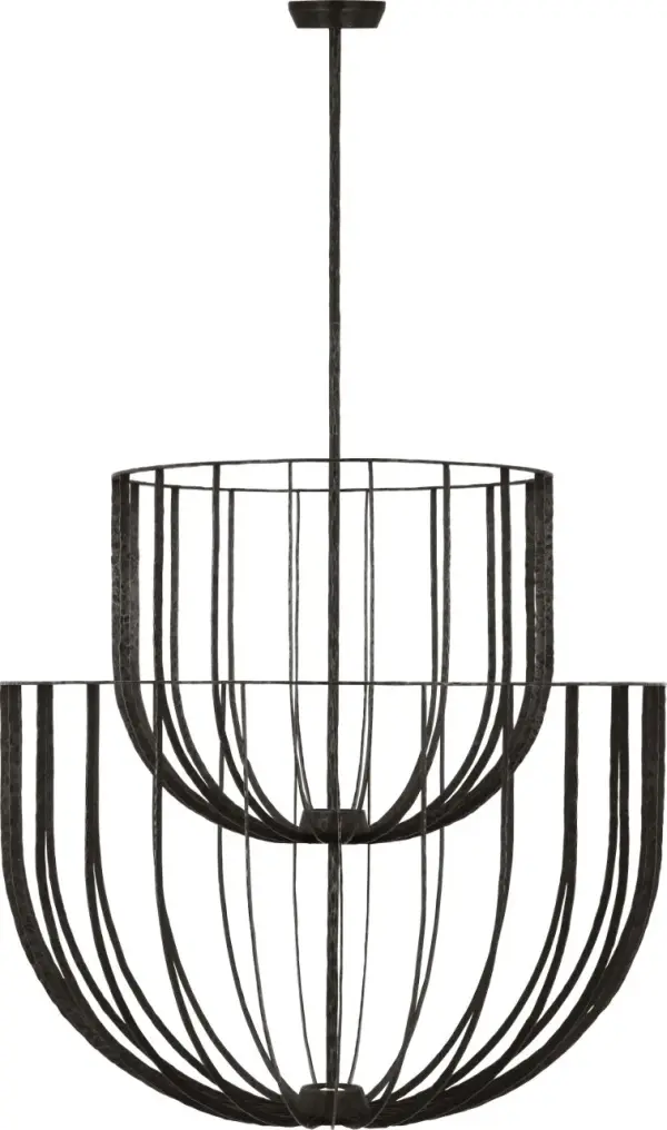 Sanchi Large Two Tier Chandelier in Aged Iron - Image 4