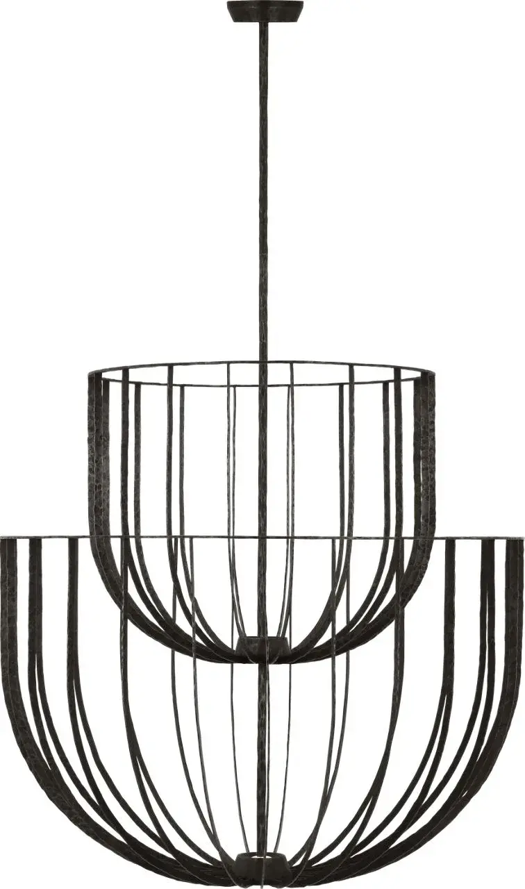 Sanchi Large Two Tier Chandelier in Aged Iron - Image 4