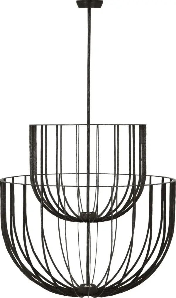 Sanchi Large Two Tier Chandelier in Aged Iron - Image 5