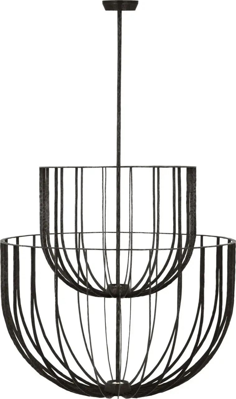 Sanchi Large Two Tier Chandelier in Aged Iron - Image 5