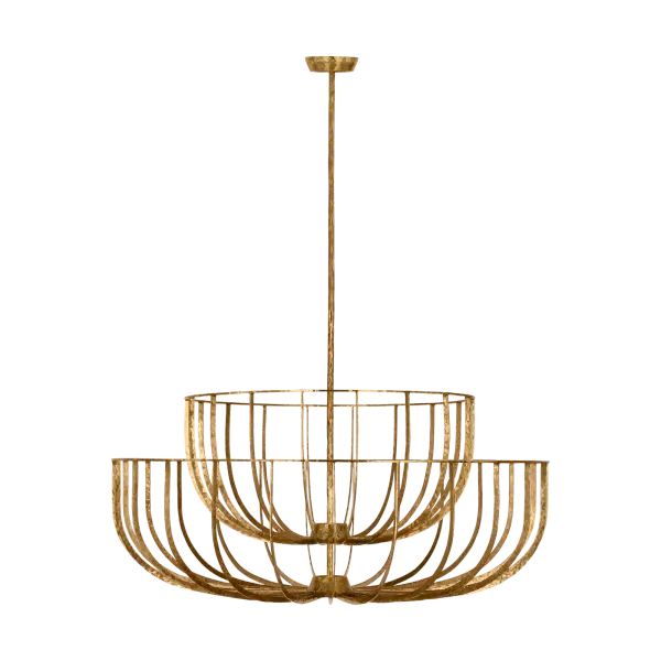 The Sanchi X-Large Two Tier Chandelier delivers dramatic scale and sophisticated warmth with its polished antique brass finish and 2700K LED technology. Perfect for grand spaces requiring both architectural presence and refined illumination.