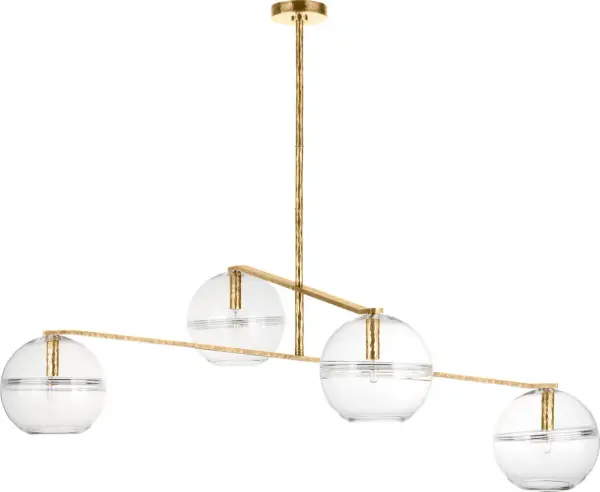 The Lowing Medium Chandelier redefines modern lighting with its deconstructed design featuring hand-crafted glass orbs suspended from a sleek central hub via textured cloth cords. Each sphere showcases artisan-crafted interior glass bands that create captivating visual depth and dimension.