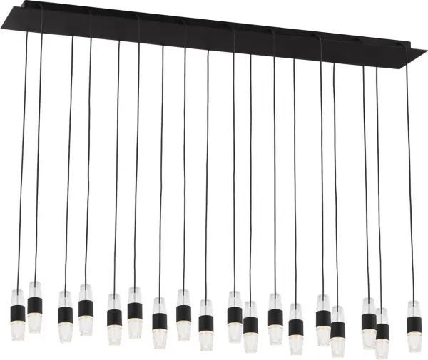 The Lassell 18-light chandelier combines minimalist design with luxurious materials. Featuring laser-etched crystal tubes and natural brass arms radiating from a central hub, this oversized fixture delivers dramatic impact in contemporary spaces.