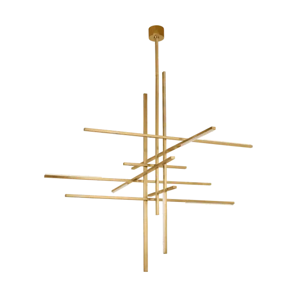 The Cityscape Grande Chandelier delivers architectural drama with its substantial scale and warm Natural Brass finish. Premium 2700K LED lighting with 90 CRI ensures exceptional color rendering for sophisticated interiors.