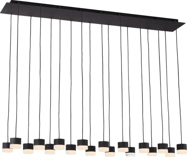 The Gable chandelier makes a bold architectural statement with 18 lights arranged in a sophisticated multi-tier design. Natural alabaster shades provide warm, diffused illumination while the Nightshade Black finish adds contemporary edge to transitional spaces.