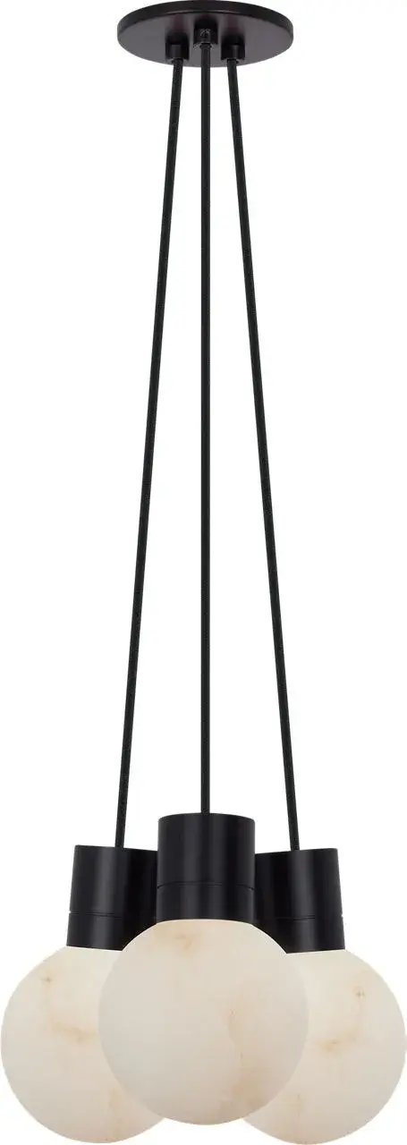 The Mina combines natural alabaster beauty with contemporary black accents for a sophisticated lighting solution. Its 3-light configuration and compact size make it perfect for intimate dining spaces and smaller rooms requiring elegant illumination.