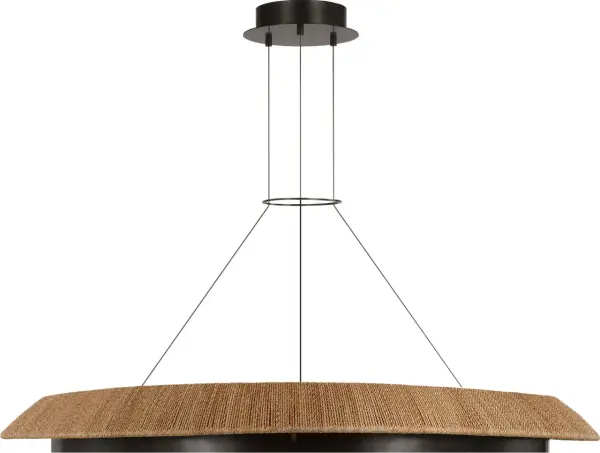 The Noa X-Large Chandelier makes a dramatic impact with its substantial scale and natural bronze finish. Featuring integrated 2700K LED with 90 CRI for exceptional color rendering, this fixture delivers both visual drama and superior lighting quality.