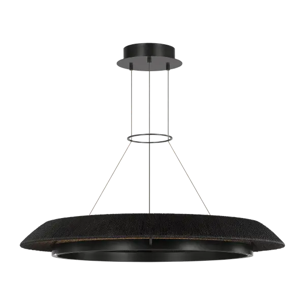 The Noa Large Chandelier makes a bold statement with its washed black bronze finish and substantial scale. Featuring integrated 2700K LED with 90 CRI for exceptional color rendering, this fixture delivers both visual impact and superior lighting quality. - alternate view