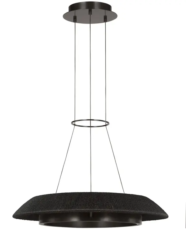 The Noa Small Chandelier combines contemporary design with a rich washed black bronze finish. Featuring integrated 2700K LED with 90 CRI, it delivers warm, color-accurate illumination perfect for intimate dining spaces and entryways. - alternate view