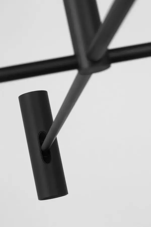 The Ponte Large Chandelier combines contemporary design with premium LED technology, featuring 3000K warm white light and exceptional 90 CRI color rendering in a striking Nightshade Black finish. - alternate view