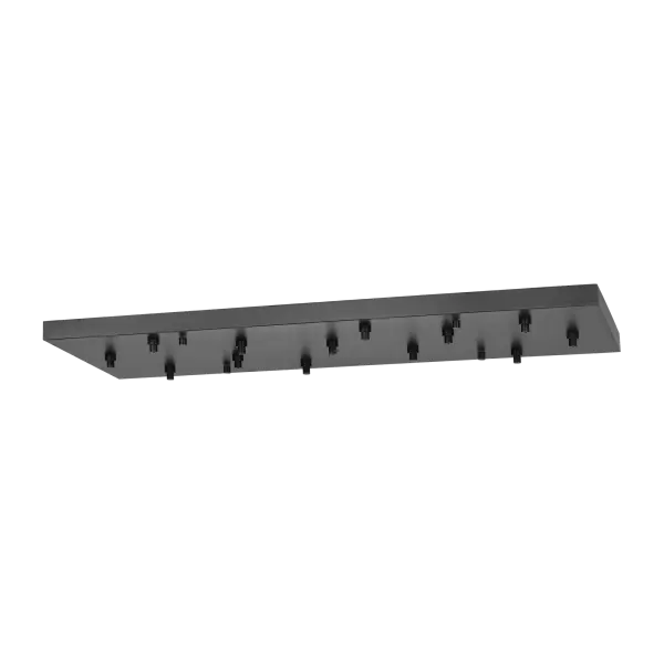 This 54-inch rectangular multiport canopy offers a sleek, contemporary foundation for creating custom multi-pendant installations. The Nightshade Black finish provides dramatic contrast while the generous size accommodates multiple light sources. - alternate view