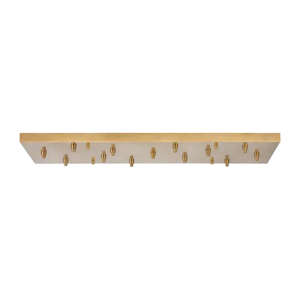 This 54-inch rectangular canopy provides an elegant foundation for creating custom multi-pendant installations. The hand-rubbed antique brass finish adds warmth and sophistication to any large-scale lighting design.