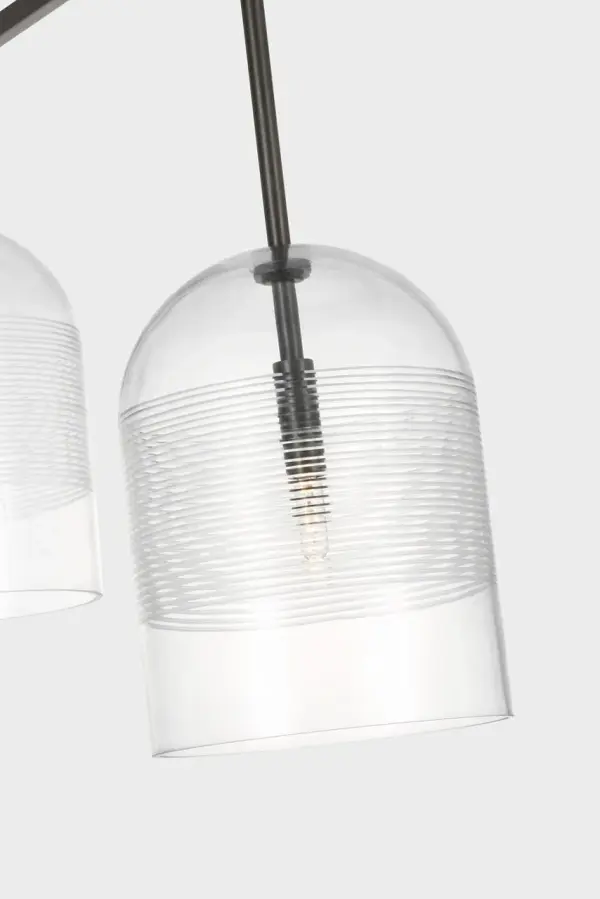 The Leano 52" Chandelier combines hand-cut ribbed glass shades with a solid brass frame to create a stunning focal point. Its balanced design and premium materials make it perfect for formal dining rooms and grand entryways. - alternate view