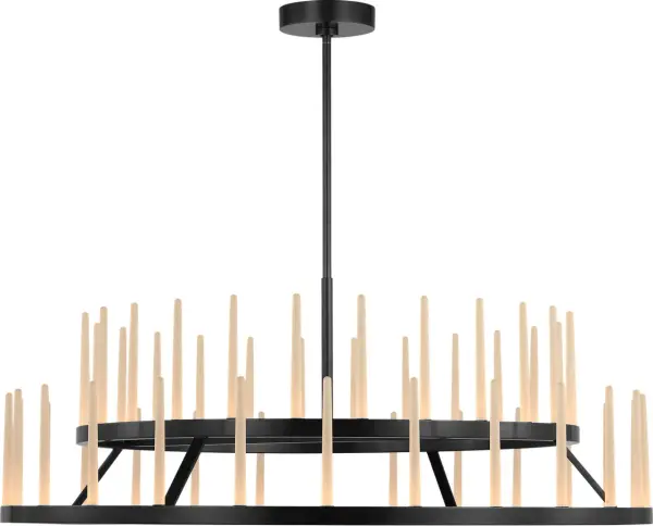 The Sagrada 49" Two-Tier Chandelier by Sean Lavin combines architectural discipline with refined elegance. Etched crystal tapers create an even, sophisticated glow perfect for formal spaces requiring both scale and restraint. - alternate view
