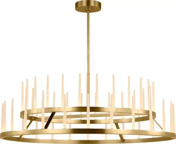 The Sagrada 49" chandelier by Sean Lavin combines architectural discipline with refined elegance. Solid crystal tapers arranged in precise rows create an even, sophisticated glow perfect for formal spaces requiring both scale and restraint.