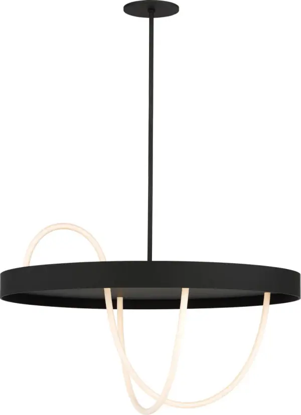 The Uneri 38" Chandelier combines architectural precision with organic texture through its woven cotton rope design and continuous LED ribbon. Perfect for grand spaces requiring bold yet refined lighting. - alternate view