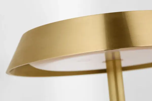 The Tepa Medium Floor Lamp combines portability with refined style in a hand-rubbed antique brass finish. Its rechargeable design offers cordless convenience for both indoor and outdoor spaces, while 2700K warm light creates inviting ambiance. - alternate view