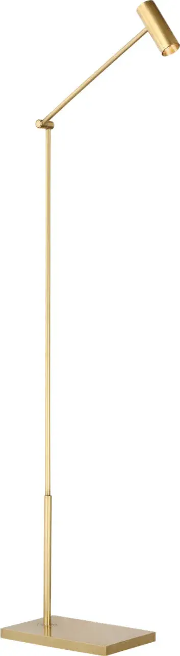 The Ponte Small Floor Lamp combines refined transitional styling with practical task lighting. Its hand-rubbed antique brass finish adds warmth and sophistication, while the 3000K LED provides excellent color rendering for reading and detail work. - alternate view