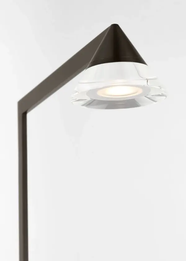 The Midrand Floor Lamp combines architectural structure with refined minimalism. Its conical metal shade and crystal diffuser provide upward and ambient lighting perfect for reading areas, corners, or lounge settings. - alternate view