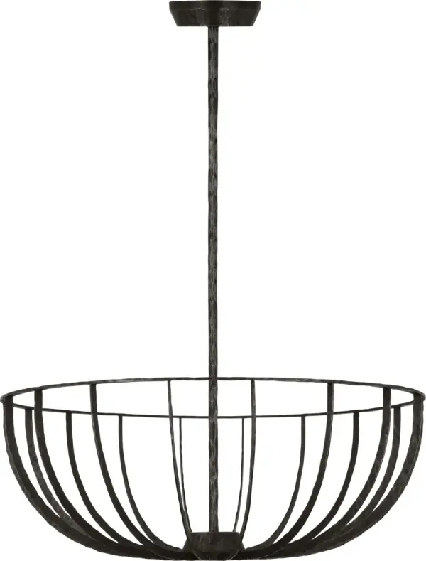 The Sanchi X-Large Semi Flush combines substantial presence with refined aged iron finish. High-quality 2700K LED with 90 CRI delivers warm, color-accurate illumination ideal for living spaces and hospitality settings.