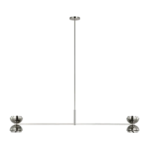 The Shanti X-Large Linear Chandelier delivers contemporary elegance with its polished nickel finish and integrated 2700K LED technology. Perfect for large dining spaces and kitchen islands, offering high-quality 90 CRI lighting.