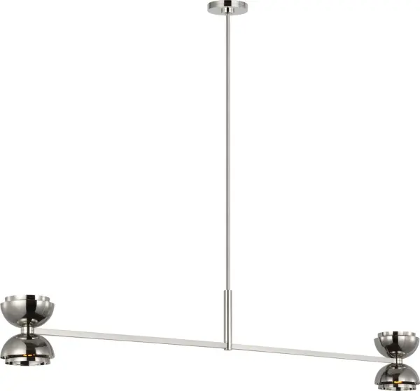 The Shanti X-Large Linear Chandelier delivers contemporary elegance with its polished nickel finish and integrated 2700K LED technology. Perfect for large dining spaces and kitchen islands, offering high-quality 90 CRI lighting. - alternate view