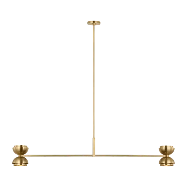 The Shanti X-Large Linear Chandelier delivers dramatic scale and sophisticated style with its natural brass finish and 2700K warm LED lighting. Perfect for large dining spaces and kitchen islands requiring substantial illumination.