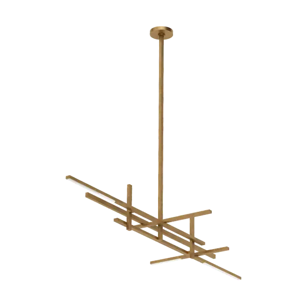 The Cityscape Stacked X-Large Linear Chandelier combines geometric sophistication with luxurious clear crystal elements. Its hand-rubbed antique brass finish and stacked crystal design create dramatic visual impact perfect for grand dining spaces and contemporary interiors.