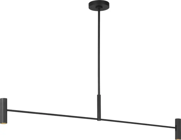 The Ponte Large Linear Chandelier delivers contemporary elegance with its sleek Nightshade Black finish and integrated 3000K LED technology. High 90 CRI ensures exceptional color rendering for dining and entertaining spaces.
