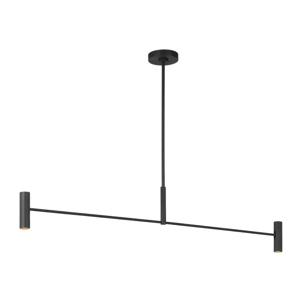The Ponte Large Linear Chandelier delivers contemporary elegance with its sleek Nightshade Black finish and integrated 3000K LED technology. High 90 CRI ensures exceptional color rendering for dining and entertaining spaces. - alternate view