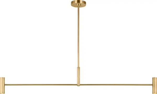 The Ponte Large Linear Chandelier combines timeless elegance with modern proportions. Its hand-rubbed antique brass finish adds warmth and character, while the linear design provides excellent illumination over dining tables and kitchen islands. High-quality 3000K LED with 90 CRI ensures beautiful, natural light rendering. - alternate view