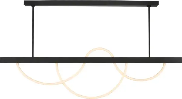 The Uneri 62" Linear Chandelier delivers continuous warm LED illumination through an innovative woven cotton rope design. Its elongated form and disciplined curves create commanding visual impact while maintaining refined minimalism. - alternate view