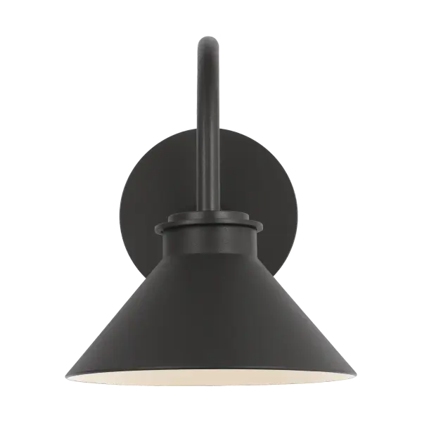 This small wall lantern blends minimalist industrial design with barn-style charm. The textured black finish and painted white interior maximize light output while the wet-rated construction ensures reliable outdoor performance.