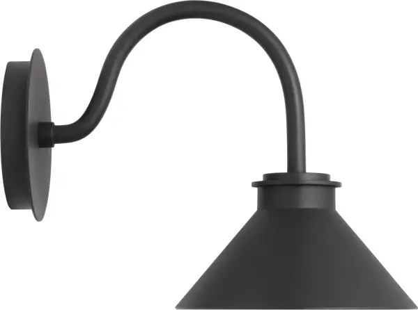 This small wall lantern blends minimalist industrial design with barn-style charm. The textured black finish and painted white interior maximize light output while the wet-rated construction ensures reliable outdoor performance. - alternate view