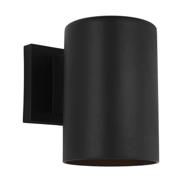 Outdoor Cylinder Small One Light Wall Lantern in Textured Black - Image 3