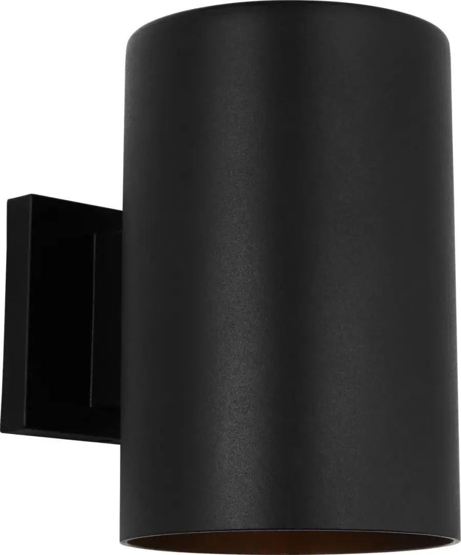Outdoor Cylinders Medium One Light Wall Lantern in Textured Black - Image 1
