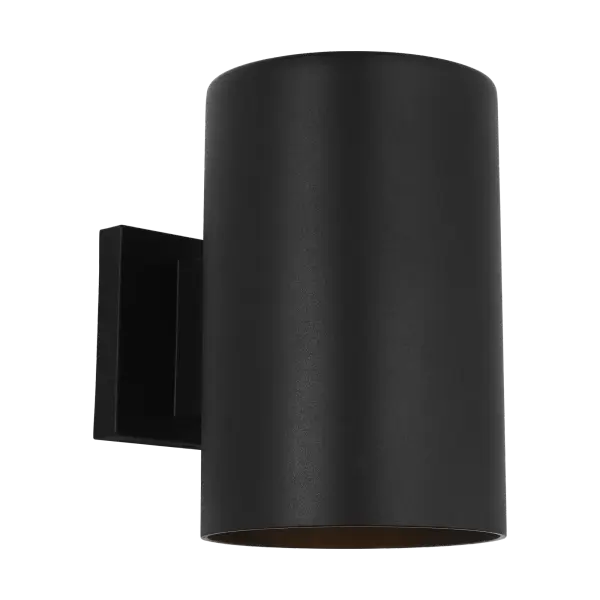 Outdoor Cylinders Medium One Light Wall Lantern in Textured Black - Image 4