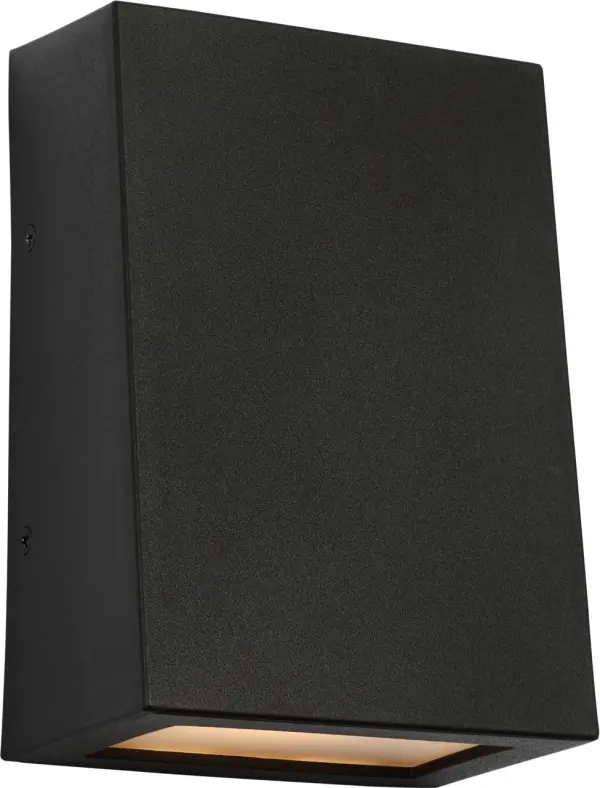 The Kakudo Medium LED Wall Lantern combines contemporary design with energy-efficient LED technology in a durable textured black finish, perfect for modern outdoor spaces requiring reliable illumination. - alternate view