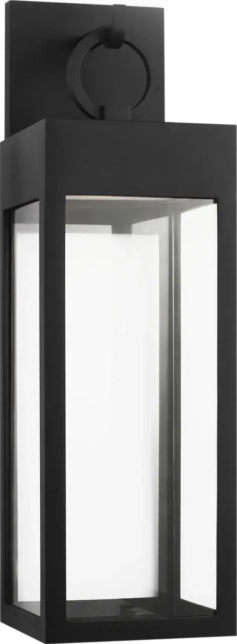 The Sesha 27" Wall Lantern delivers commanding presence for expansive outdoor spaces with its durable StoneStrong construction and LED illumination. Includes both clear and etched glass panels for customizable ambiance.