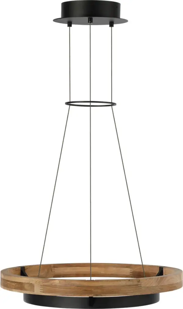 The Grace 24" Outdoor Chandelier combines contemporary design with natural materials. Solid teak outer ring develops a beautiful silvered patina over time, while integrated LED rings provide efficient bi-directional lighting.