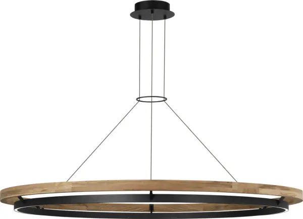 The Grace 65" Outdoor Chandelier makes a bold architectural statement with its concentric ring design. Solid teak outer ring naturally weathers to a silvered finish, while integrated LED lighting provides sophisticated bi-directional illumination.