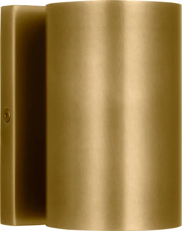 The Pressa Round Small Wall Sconce combines contemporary design with coastal elegance. Its natural brass finish and round glass shade deliver warm 2700K lighting with excellent 90 CRI color rendering for outdoor spaces. - alternate view