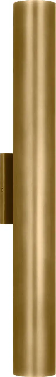 The Pressa Round X-Large Wall Sconce combines modern design with premium natural brass construction. Its oversized profile makes a striking statement on exterior walls while providing warm 2700K illumination with excellent 90 CRI color rendering. - alternate view