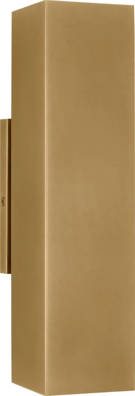 The Pressa Square Medium Wall Sconce combines contemporary design with premium natural brass finish and high-quality 2700K LED lighting. Its clean square profile and warm color temperature create inviting outdoor ambiance. - alternate view