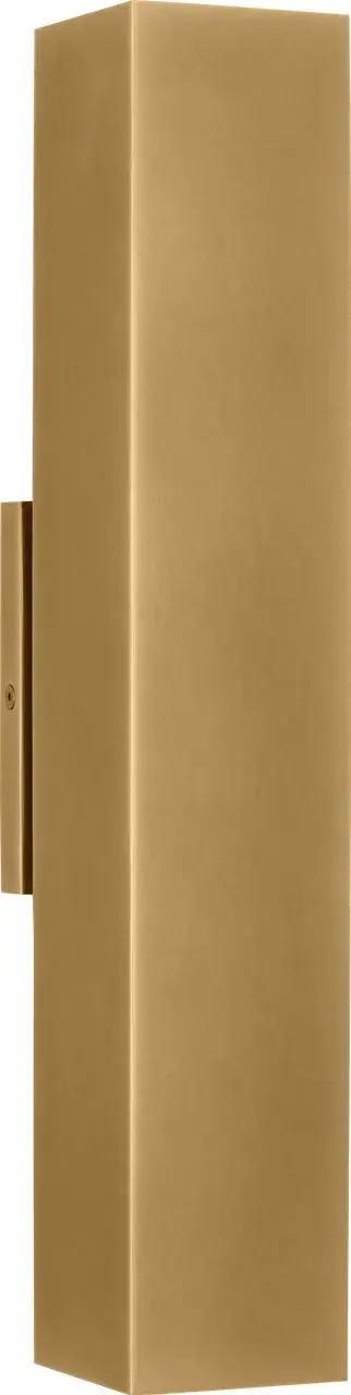 The Pressa Square Large Wall Sconce combines modern geometric design with warm natural brass finish. High-quality 2700K LED with 90 CRI delivers beautiful warm light perfect for outdoor entertaining spaces. - alternate view