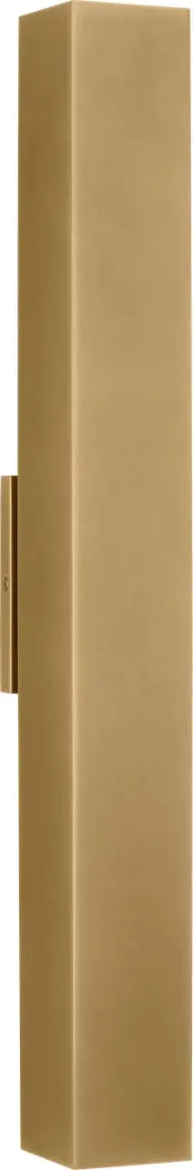 The Pressa Square X-Large Wall Sconce combines modern geometric design with warm Natural Brass finish and high-quality 2700K LED lighting. Its substantial size makes a striking architectural statement on exterior walls. - alternate view