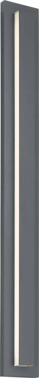 The Aspen 48" outdoor wall sconce makes a bold architectural statement with its substantial size and charcoal finish. Featuring integrated 3000K LED with 90 CRI for superior color rendering, it delivers warm, inviting illumination. - alternate view