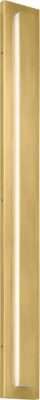 The Aspen 48" outdoor wall sconce makes a bold architectural statement with its substantial size and warm natural brass finish. High-quality 3000K LED with 90 CRI delivers beautiful, natural light rendering for outdoor spaces. - alternate view