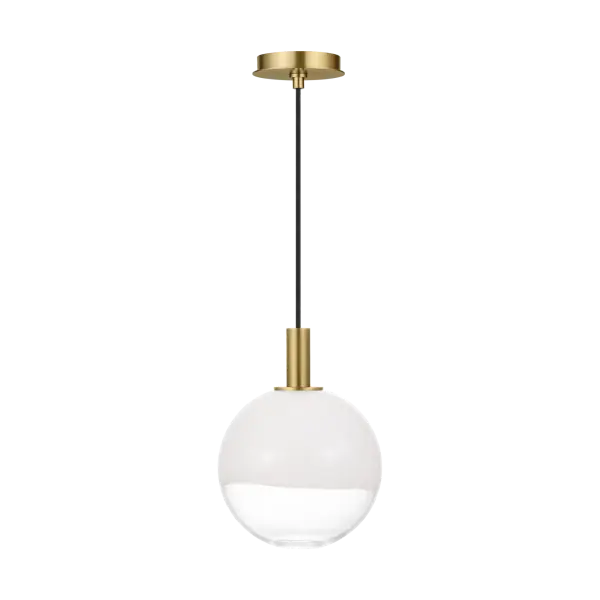The Torian Small Pendant combines transitional styling with a luxurious burnished brass finish, making it perfect for intimate spaces or grouped installations. Its compact size offers versatility for various applications.