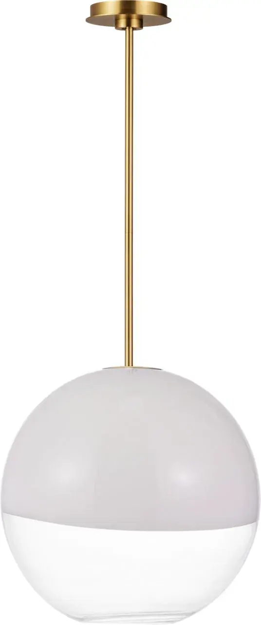 The Torian Medium Pendant combines classic form with contemporary appeal through its burnished brass finish and clean glass globe. Perfect for adding sophisticated warmth to dining areas and kitchen islands. - alternate view
